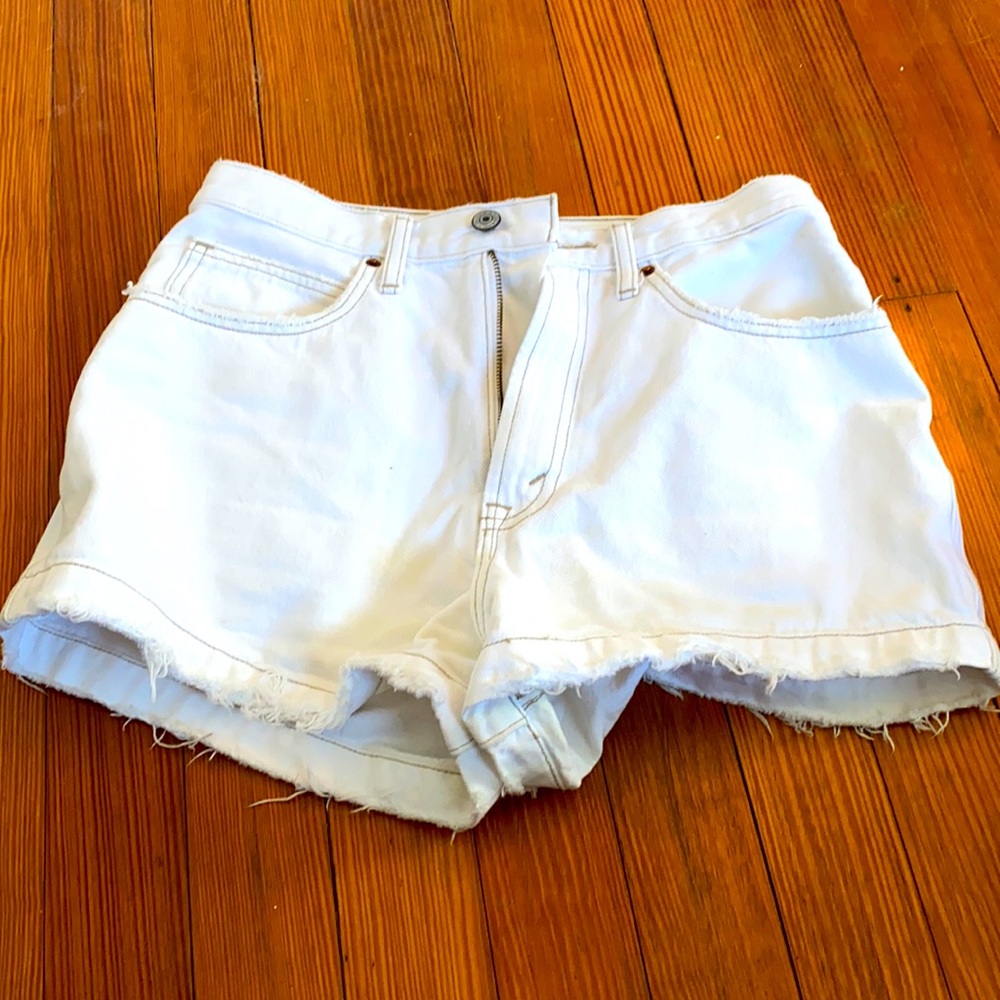Abercrombie & Fitch high rise white jean shorts